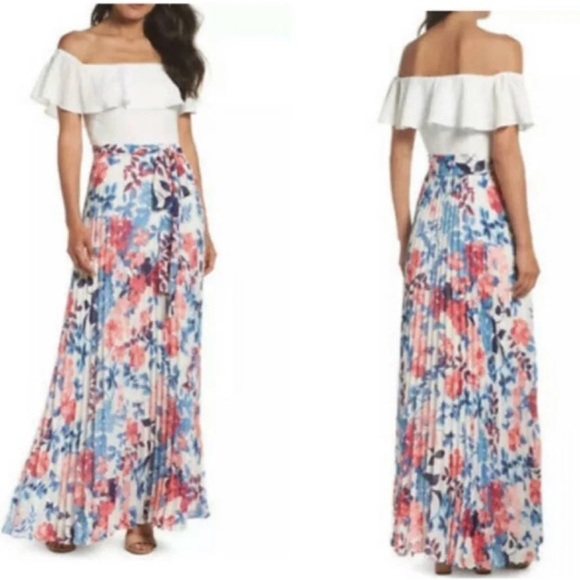 Eliza J Dresses & Skirts - Eliza J Off Shoulder Ruffle Floral Maxi Dress 10
